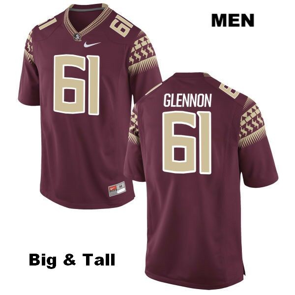 Men's NCAA Nike Florida State Seminoles #61 Grant Glennon College Big & Tall Red Stitched Authentic Football Jersey EIN7669LP